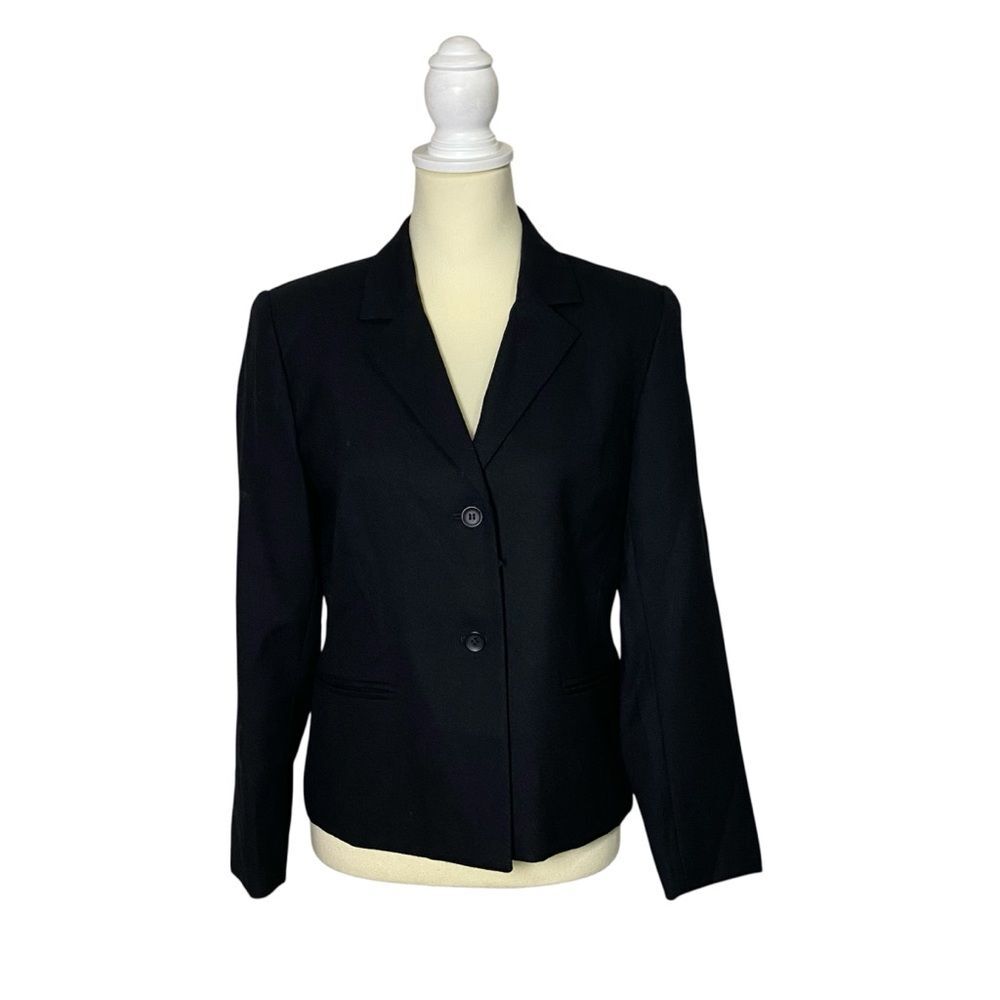 Vintage Norton McNaughton Petites 100% Wool Classic Black Blazer Women's Size 8P